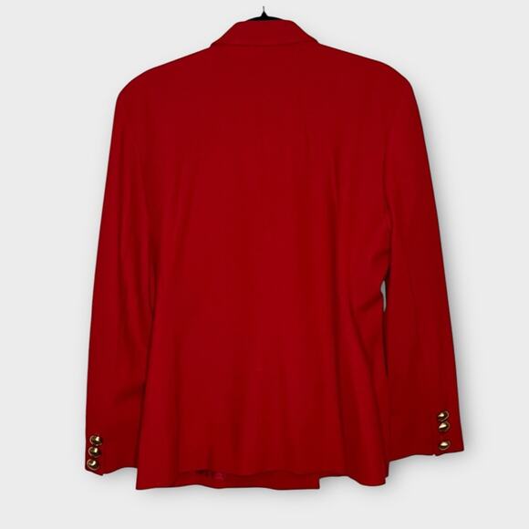 VINTAGE red wool double breasted gold button blazer size 8 preppy old money - Picture 2 of 6